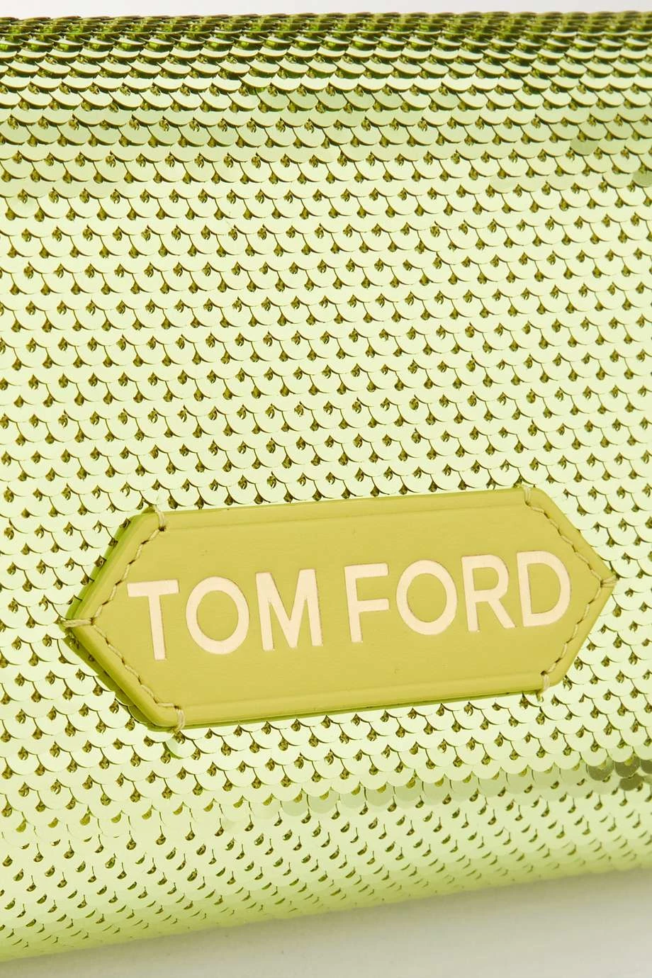 Cheap 👏 TOM FORD Mini Sequined Metallic Leather Clutch In Green 🥰 – Image 4