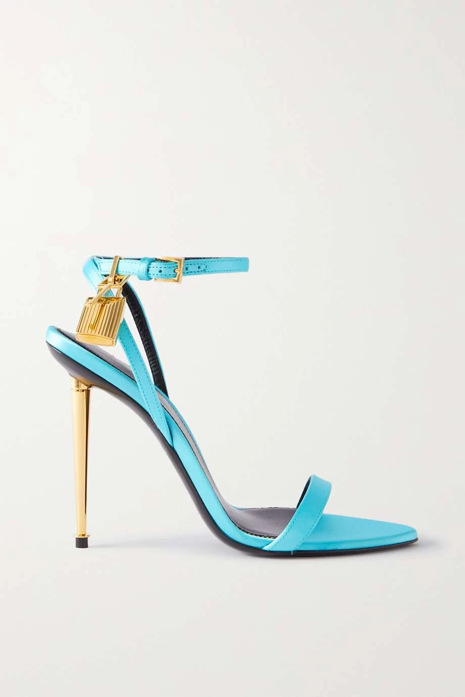 Best Pirce 🥰 TOM FORD Padlock Satin 🩴 Sandals In Turquoise ❤️