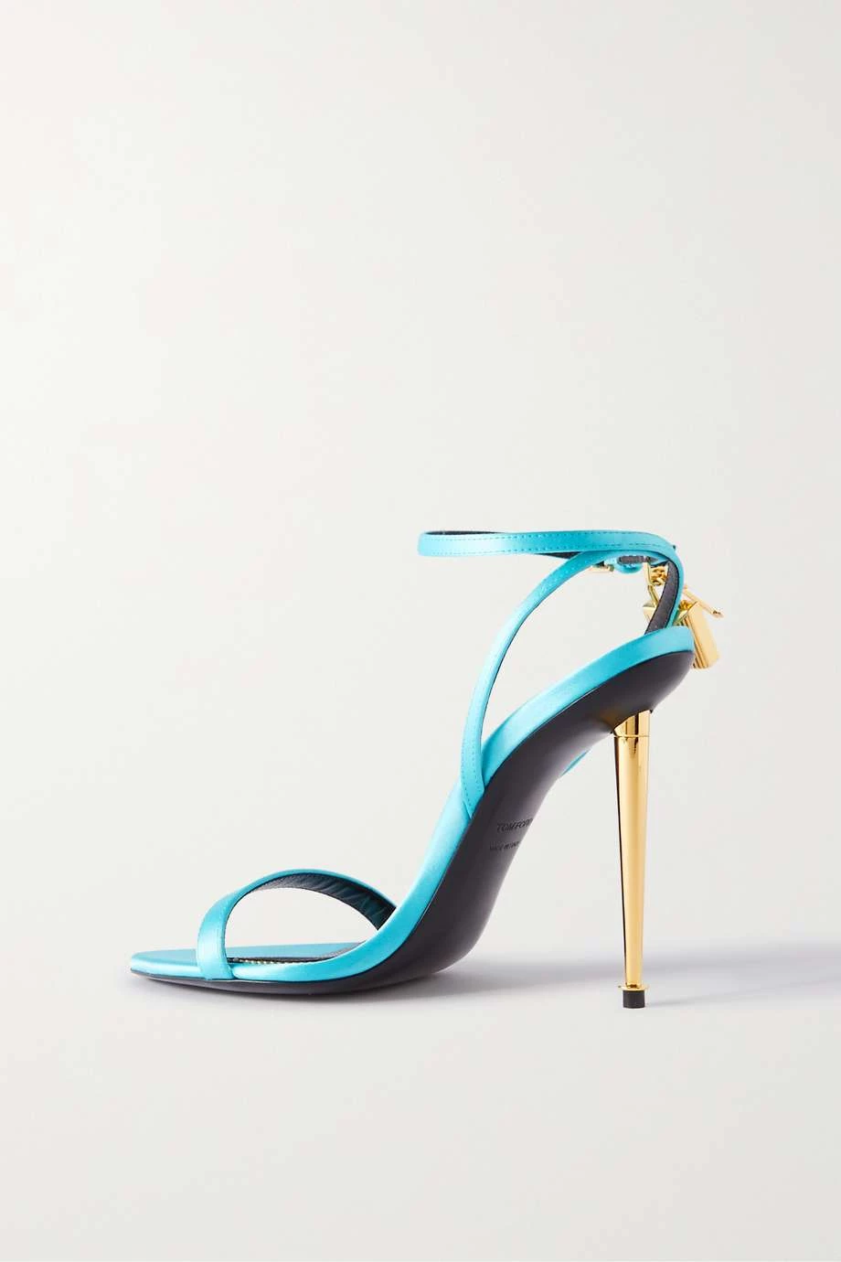 Best Pirce 🥰 TOM FORD Padlock Satin 🩴 Sandals In Turquoise ❤️ – Image 3