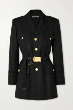 Wholesale 🔥 TOM FORD Belted Wool-blend Twill Jacket In Black 🌟