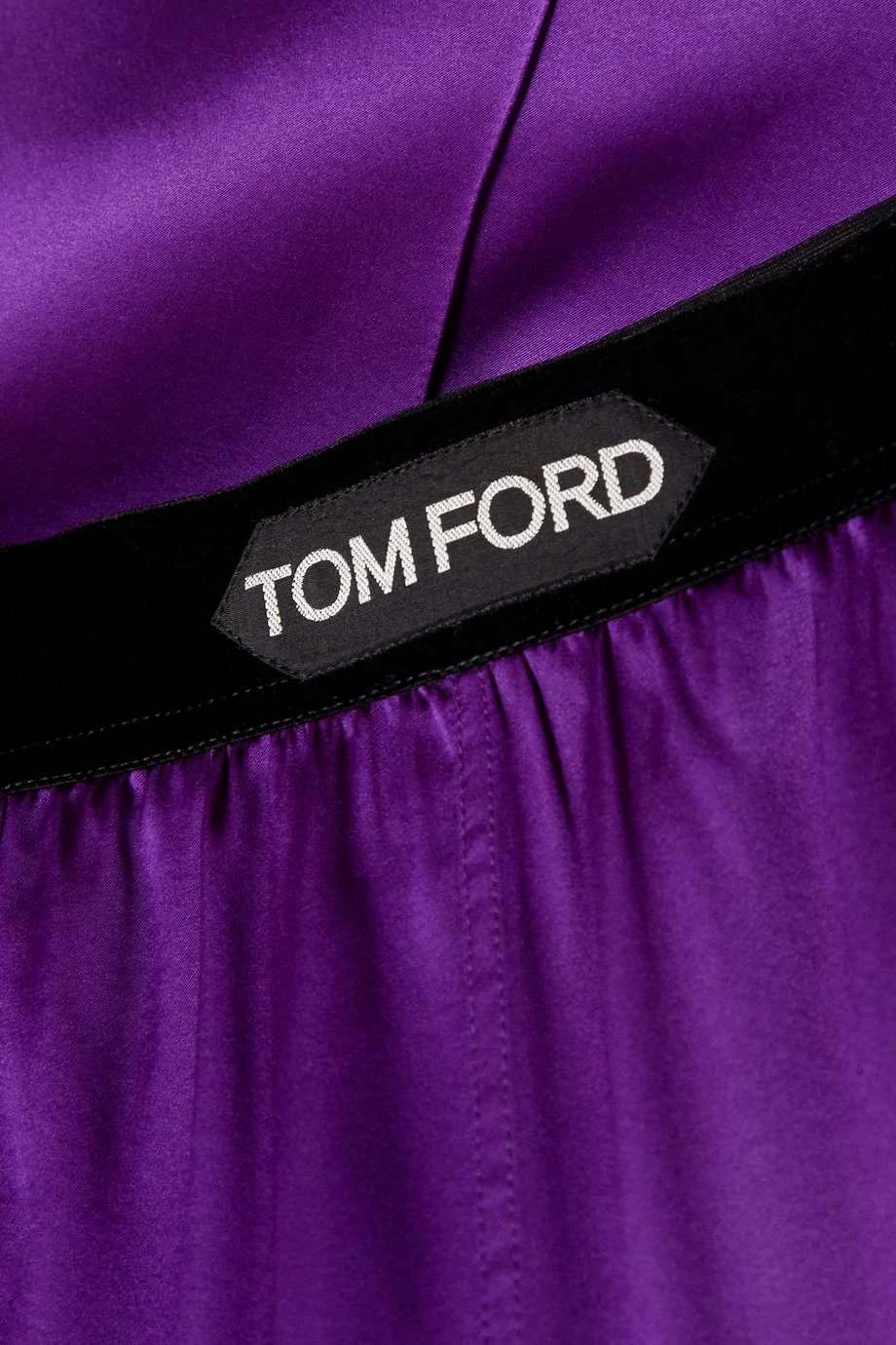 Wholesale 🧨 TOM FORD Velvet-trimmed Stretch-silk Satin Pants In Purple 🌟 – Image 4