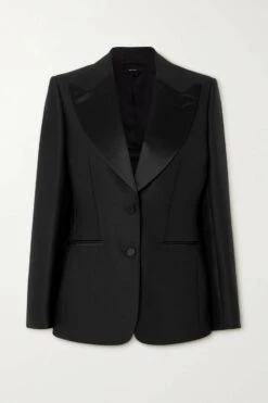 Coupon 🔥 TOM FORD Silk Satin-trimmed Wool-gabardine Blazer In Black 👏