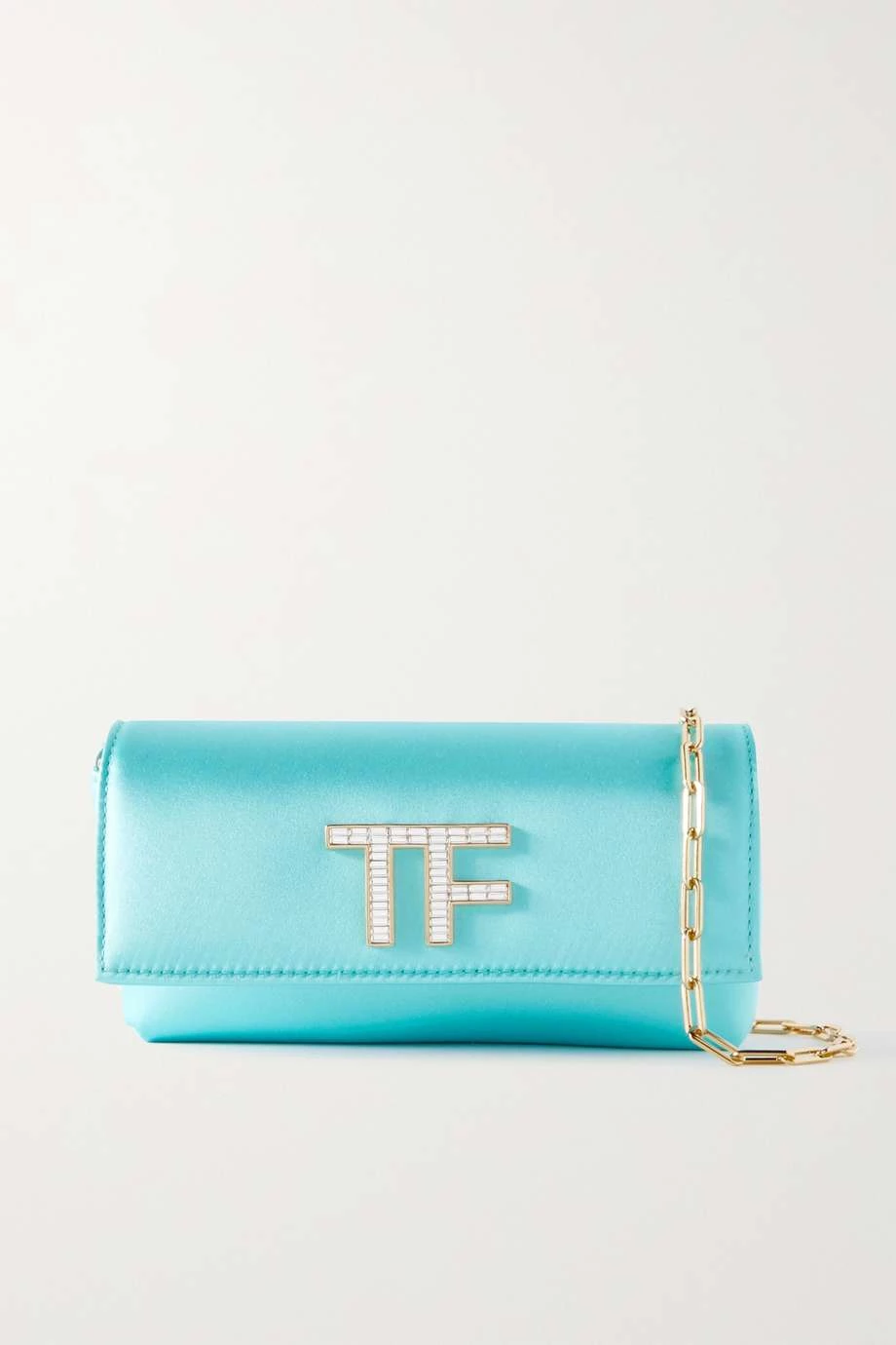 Cheapest ⌛ TOM FORD Mini Embellished Satin Shoulder Bag In Blue ✔️