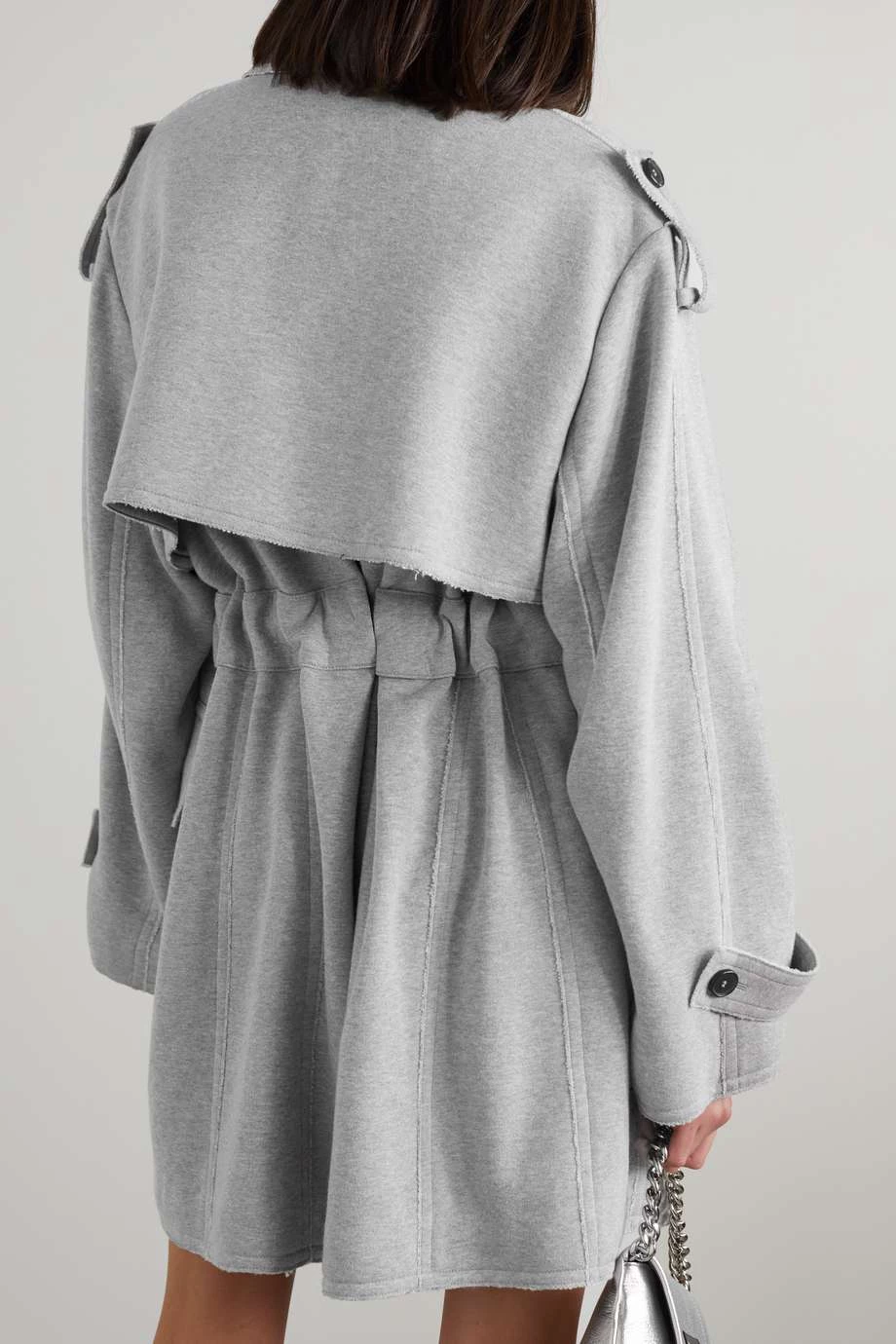 Cheap 😀 TOM FORD Belted Frayed Cotton-jersey Trench 🧥 Coat In Gray ✨ – Image 3