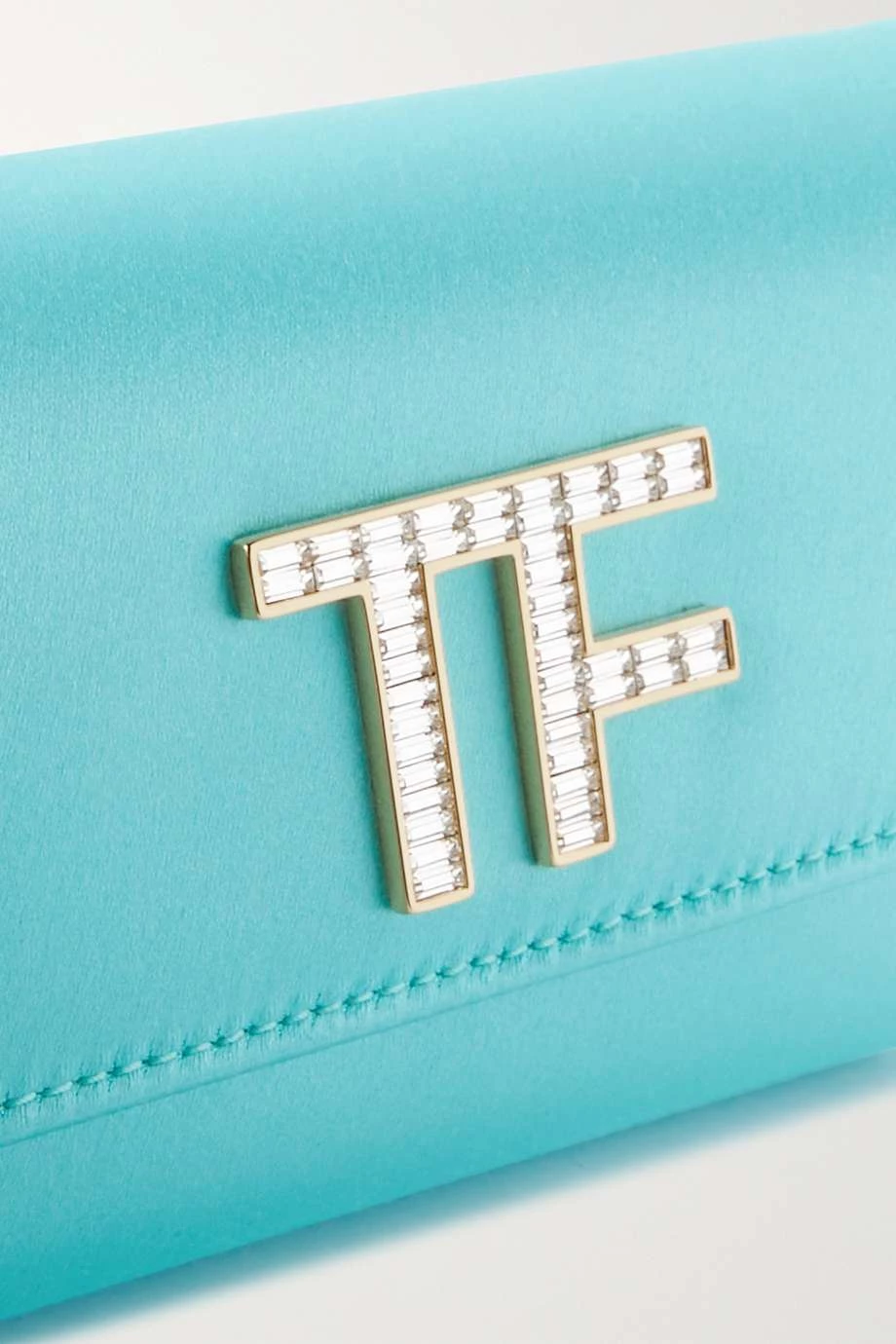 Cheapest ⌛ TOM FORD Mini Embellished Satin Shoulder Bag In Blue ✔️ – Image 4