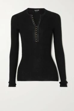 Promo 👍 TOM FORD Ribbed Silk Top In Black ⭐