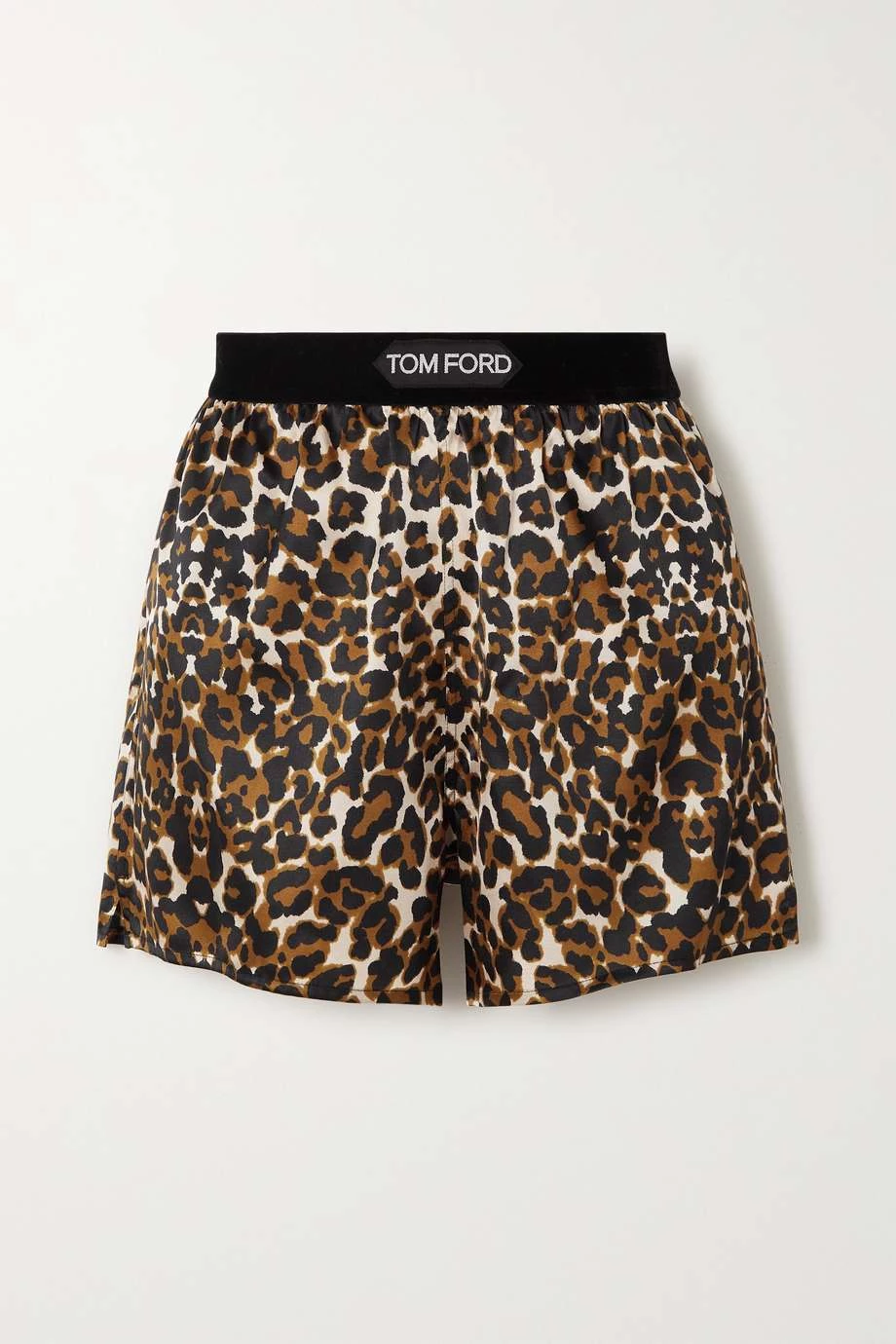 New 😉 TOM FORD Velvet-trimmed Leopard-print Silk-blend Satin Shorts In Leopard Print 🛒