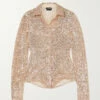 Best deal 🌟 TOM FORD Sequined Tulle 👚 Shirt In Rose Gold ⌛