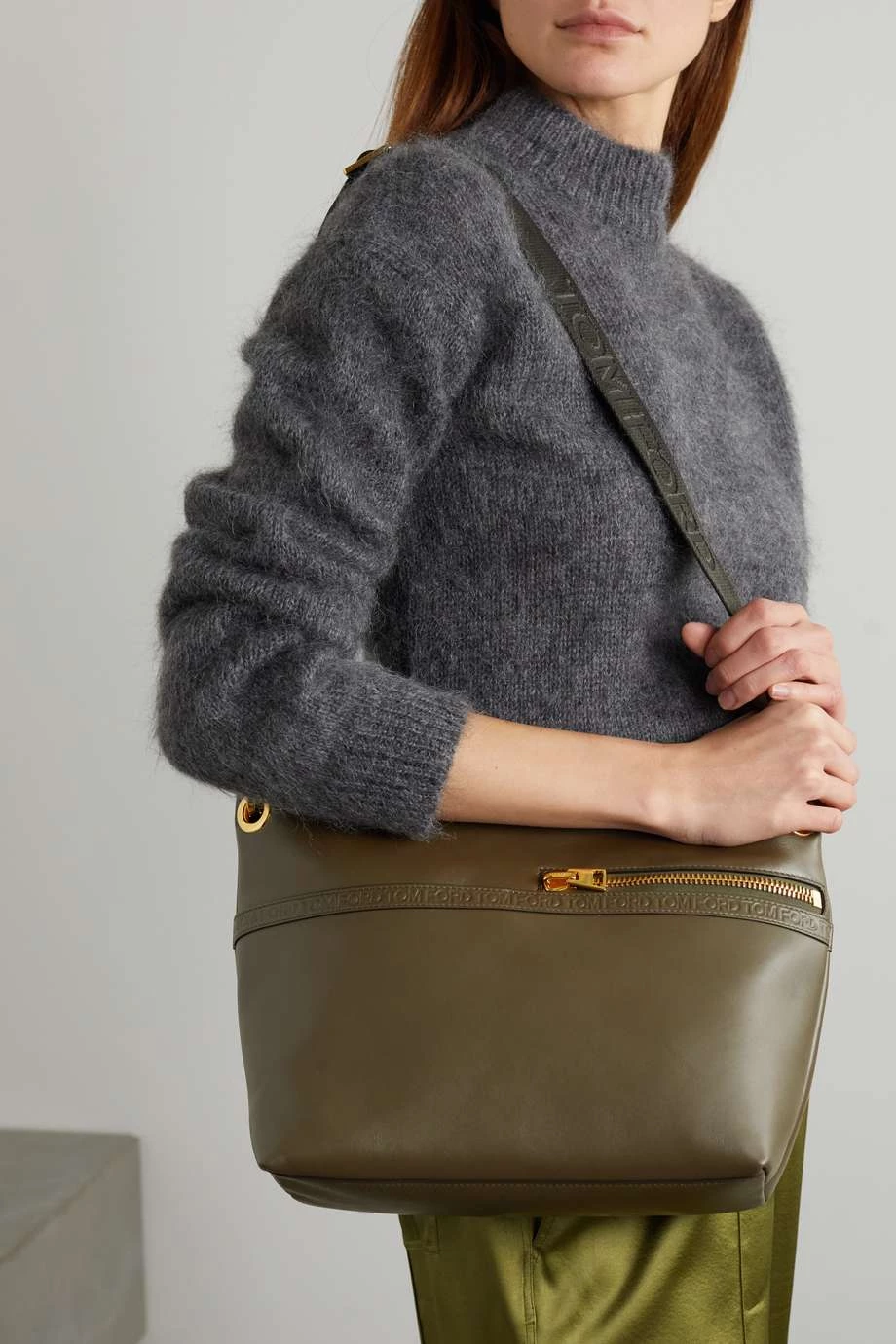 Best Sale 😍 TOM FORD Medium Debossed Leather Shoulder Bag In Green 😍 – Image 2