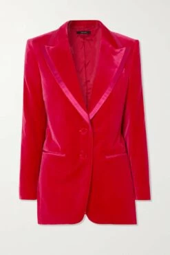 Budget 🔔 TOM FORD Silk Satin-trimmed Cotton-velvet Blazer In Magenta 🔥