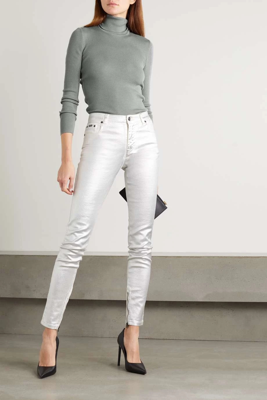 Discount ⭐ TOM FORD Ribbed Cashmere And Silk-blend Turtleneck Top In Gray 😉 – Image 2