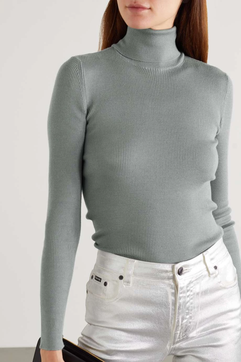 Discount ⭐ TOM FORD Ribbed Cashmere And Silk-blend Turtleneck Top In Gray 😉 – Image 3