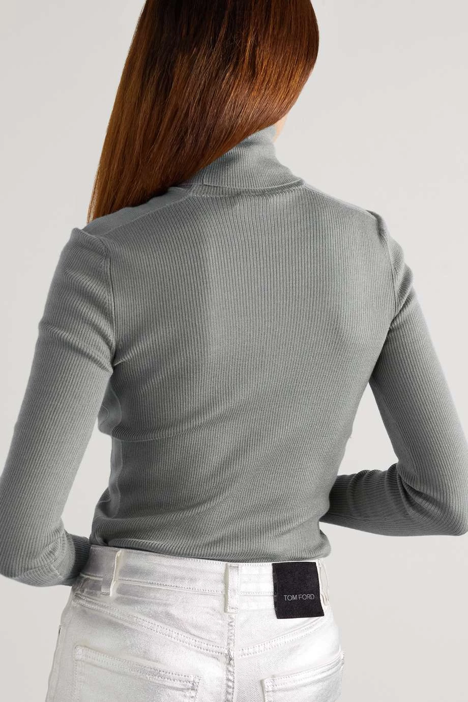 Discount ⭐ TOM FORD Ribbed Cashmere And Silk-blend Turtleneck Top In Gray 😉 – Image 4