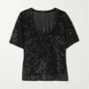 Deals 👏 TOM FORD Sequined Tulle T-shirt In Black ❤️