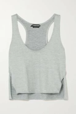 Outlet ✔️ TOM FORD Silk And Cotton-blend Jersey Tank In Gray 🌟