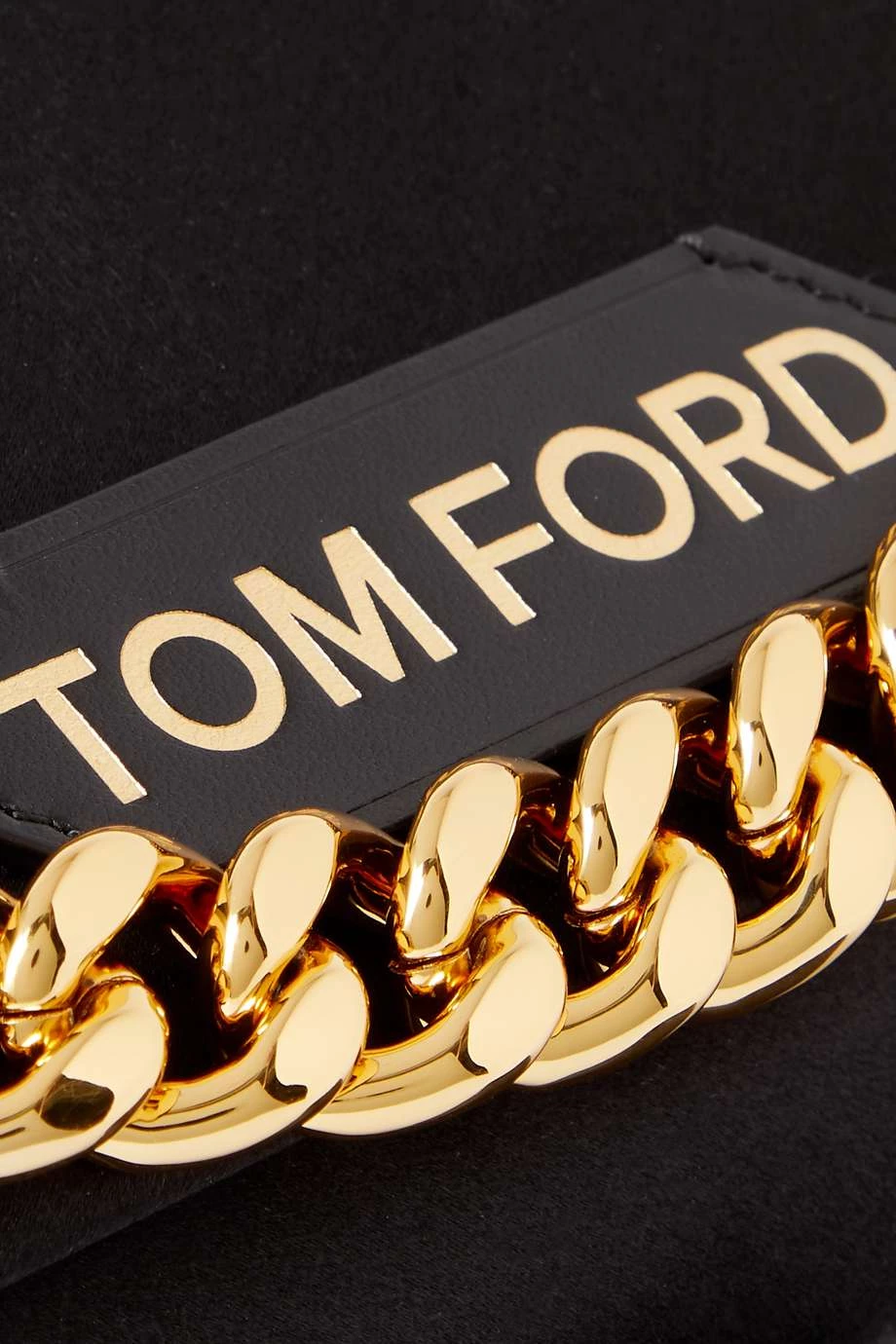 Wholesale ⌛ TOM FORD Chain Leather-trimmed Satin Clutch In Black 🔔 – Image 4