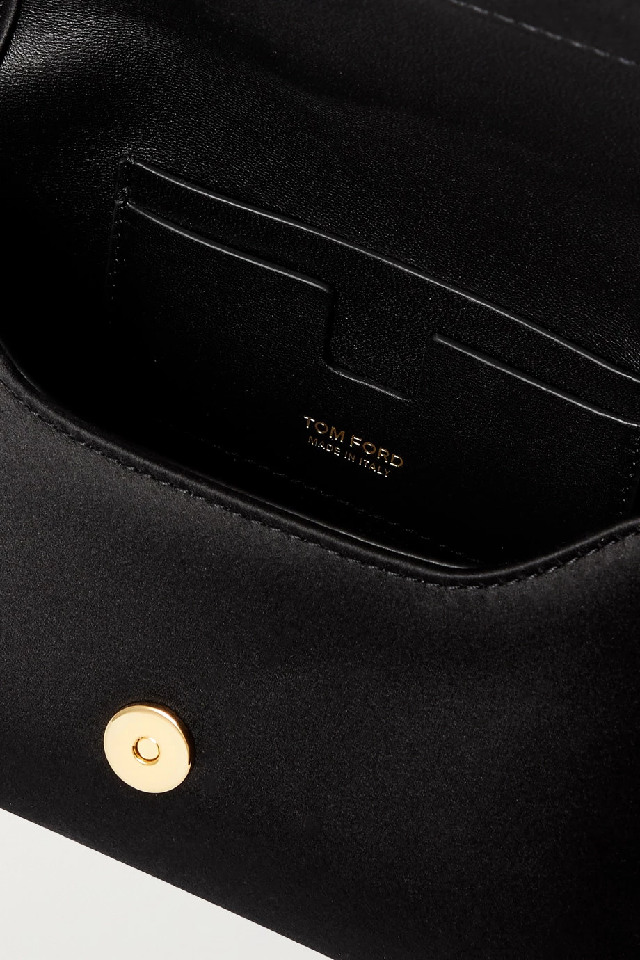 Wholesale ⌛ TOM FORD Chain Leather-trimmed Satin Clutch In Black 🔔 – Image 5