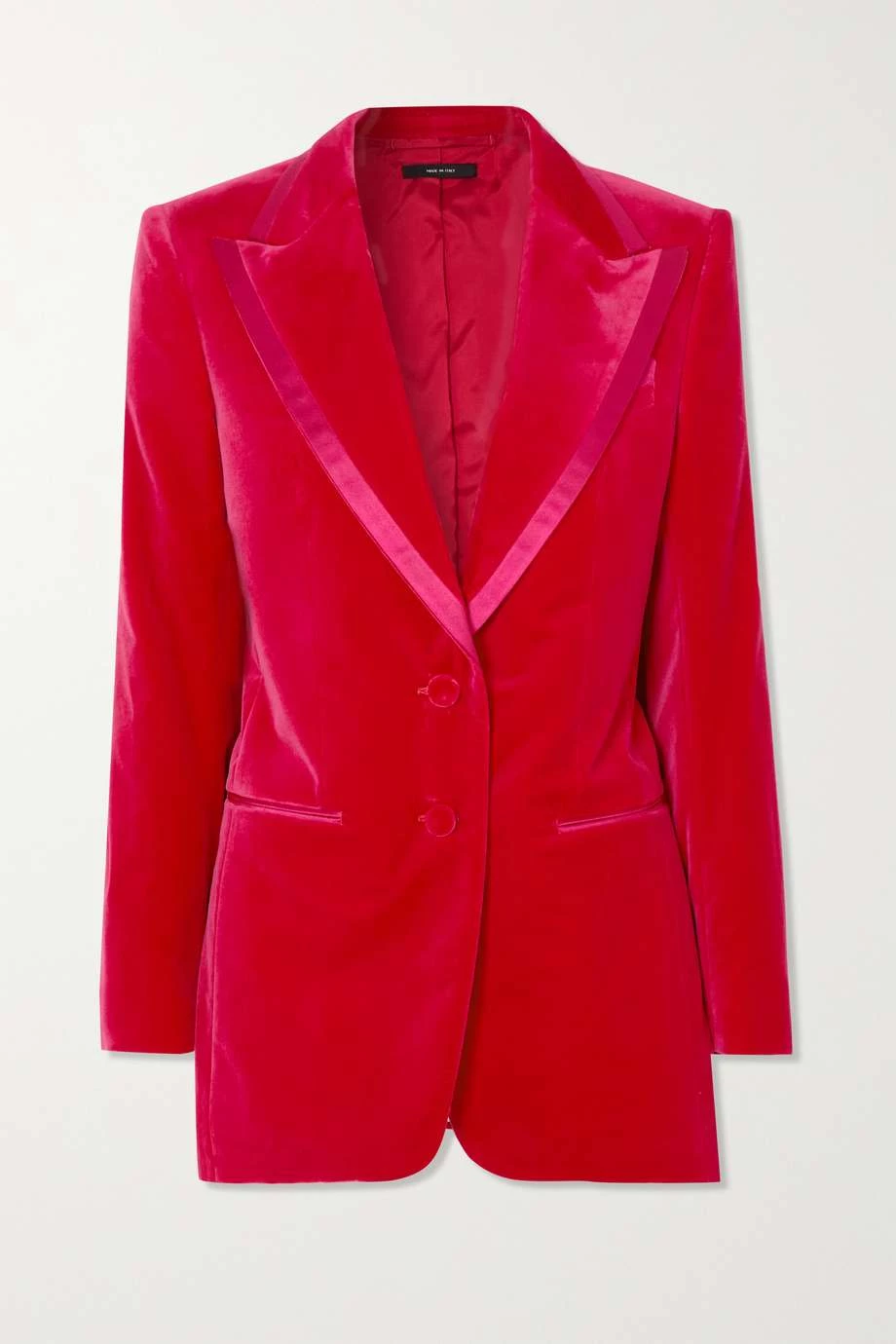 Budget 🔔 TOM FORD Silk Satin-trimmed Cotton-velvet Blazer In Magenta 🔥 – Image 5