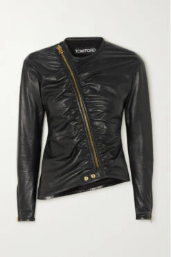 Promo 🤩 TOM FORD Ruched Leather Jacket In Black 🎉