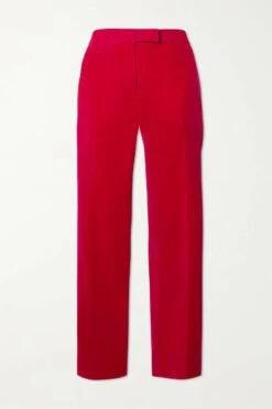 Best reviews of 🥰 TOM FORD Cropped Silk Satin-trimmed Cotton-velvet Slim-leg Pants In Magenta ✔️