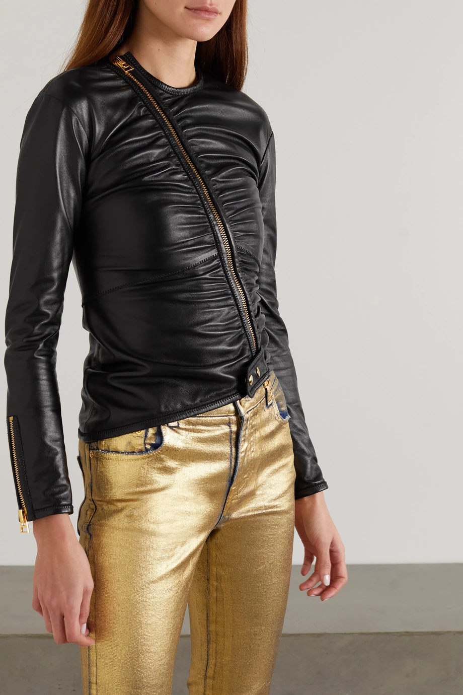 Promo 🤩 TOM FORD Ruched Leather Jacket In Black 🎉 – Image 3