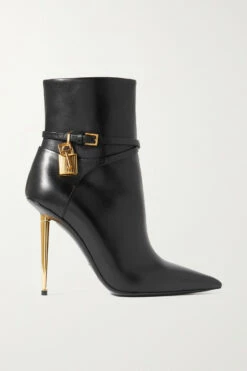 Hot Sale 🛒 TOM FORD Padlock Embellished Leather Ankle 🥾 Boots In Black 🎉