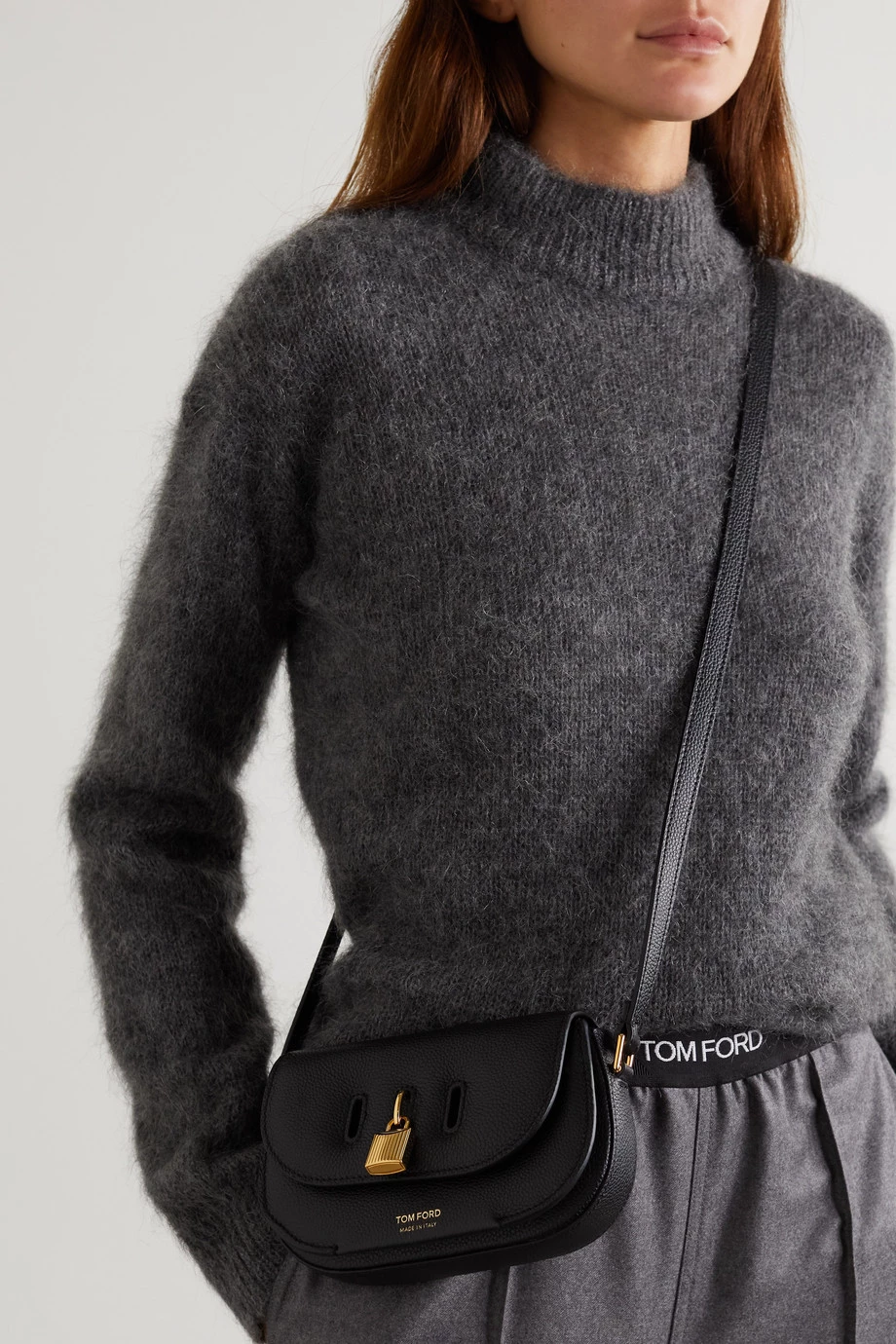 New 💯 TOM FORD Padlock Mini Textured-leather Shoulder Bag In Black 🎉 – Image 2