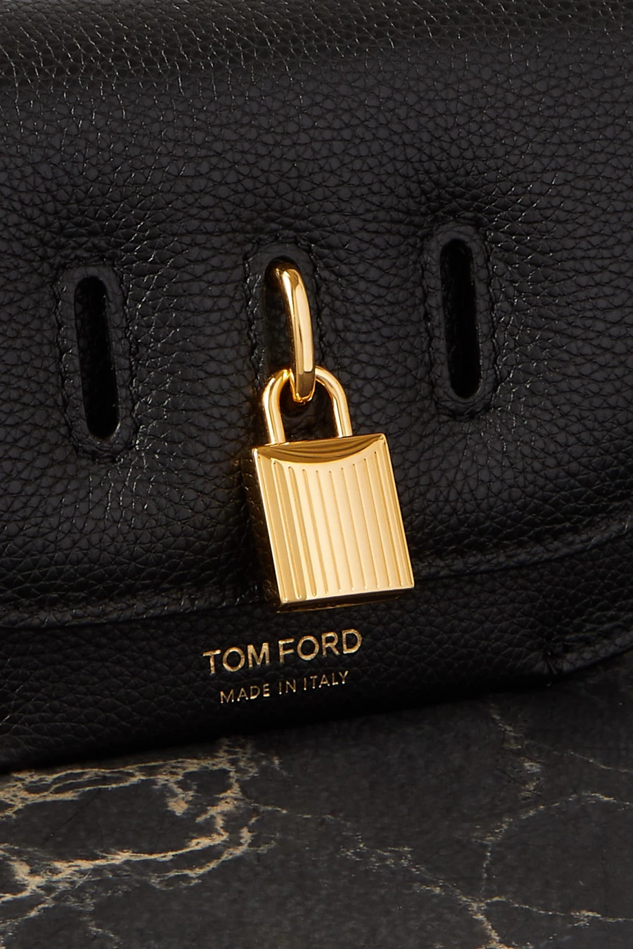 New 💯 TOM FORD Padlock Mini Textured-leather Shoulder Bag In Black 🎉 – Image 4