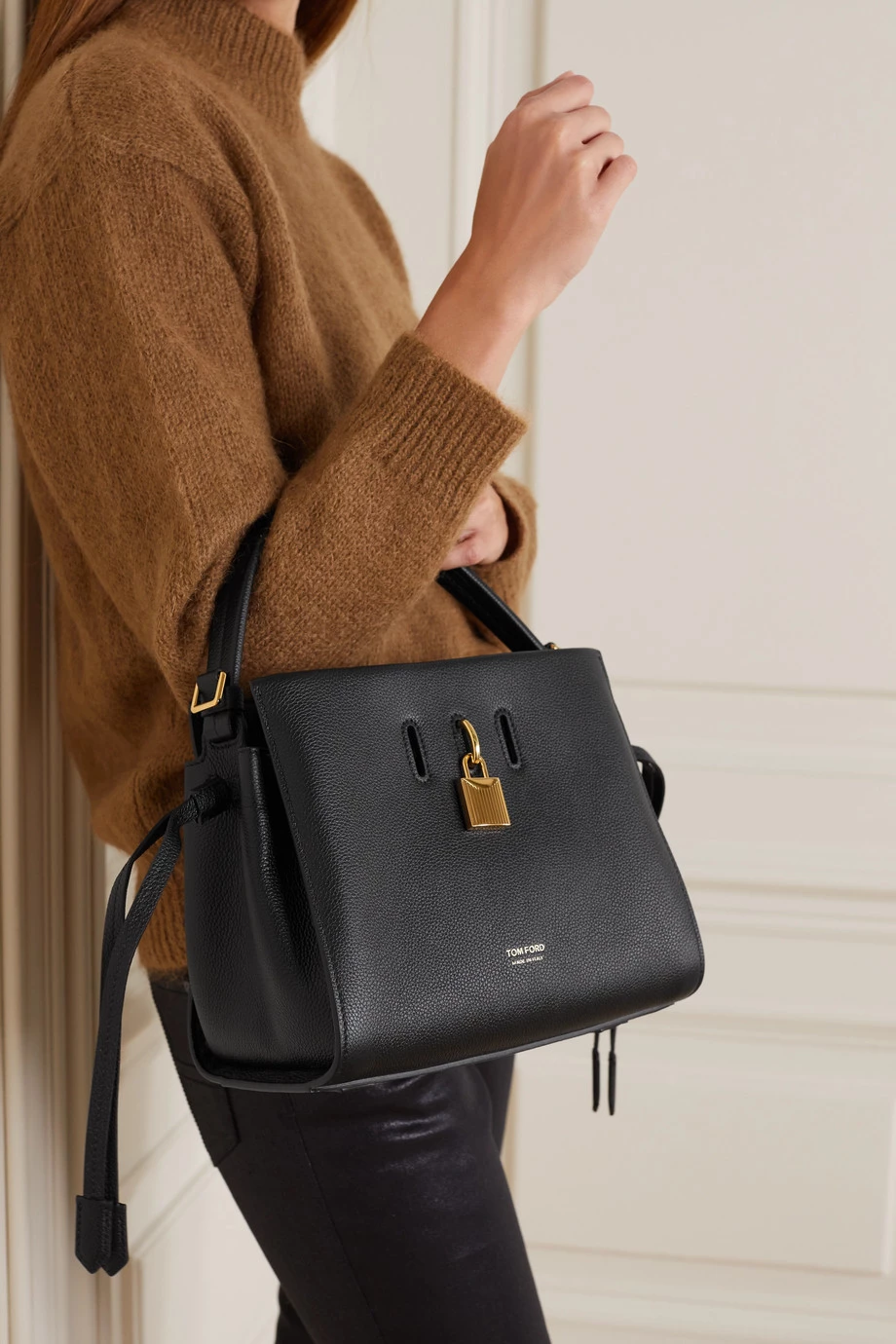 Cheap 🧨 TOM FORD Padlock Small Textured-leather Shoulder Bag In Black 😍 – Image 2