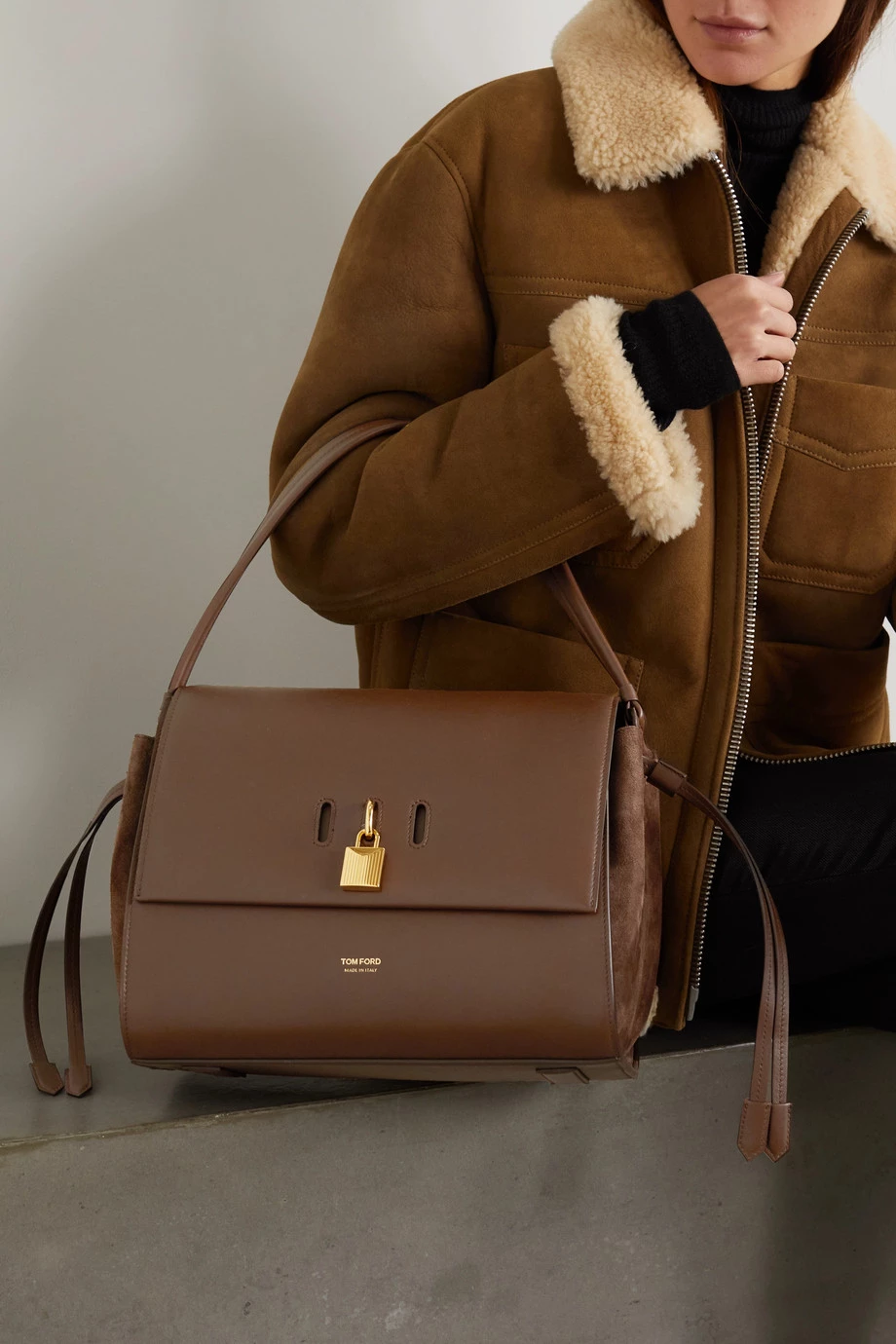 Best Pirce 🤩 TOM FORD Padlock Medium Leather Shoulder Bag In Brown 😍 – Image 2