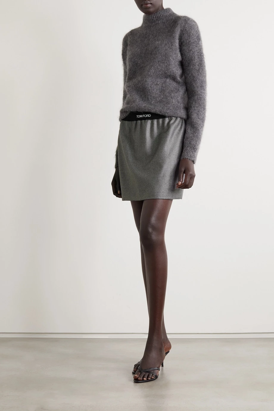 Outlet ✨ TOM FORD Cashmere-twill Mini 👗 Skirt In Gray ⭐ – Image 5