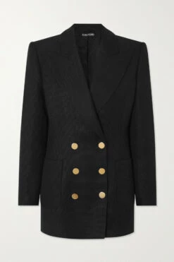 Best Sale ✔️ TOM FORD Double-breasted Woven Blazer In Black ✔️