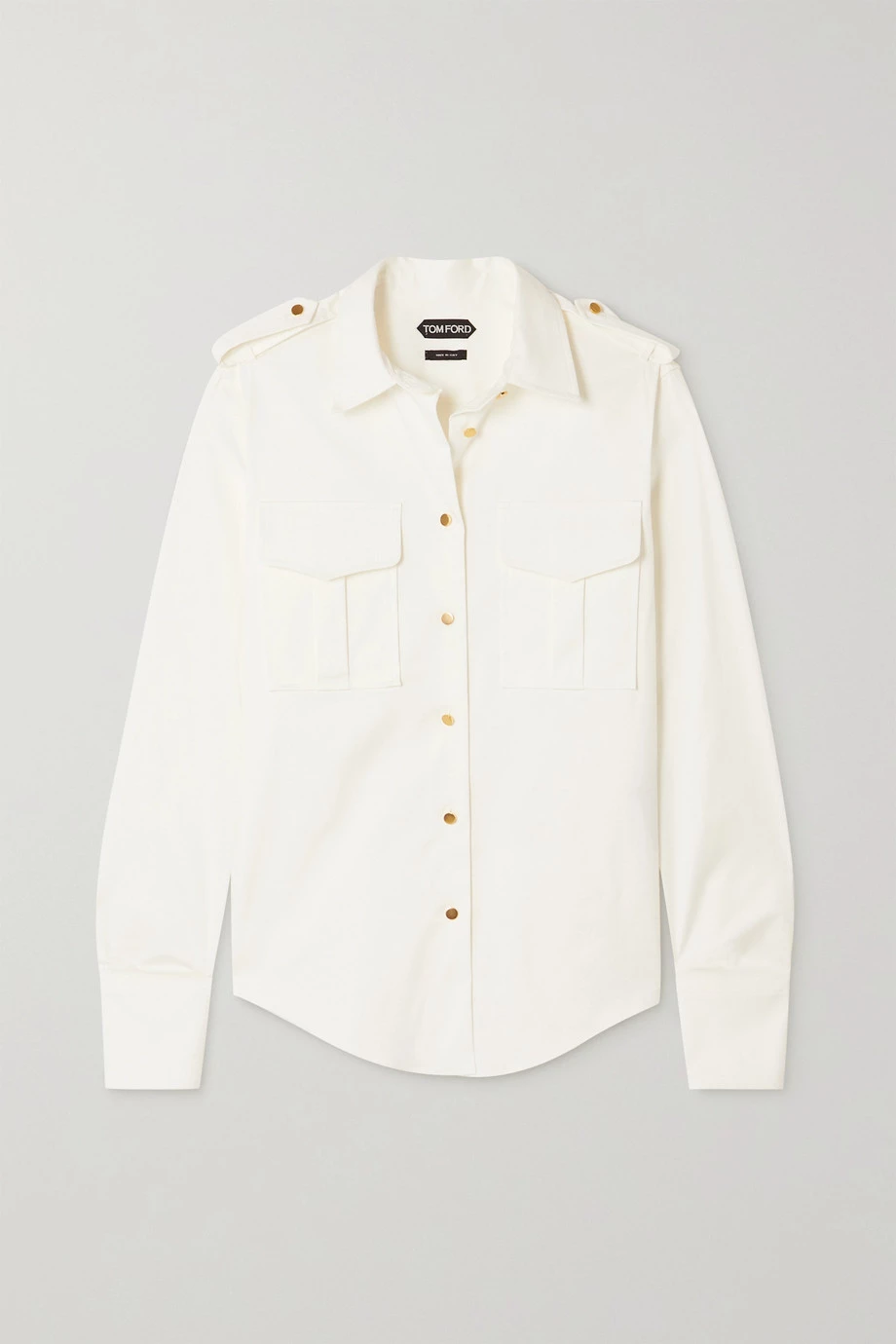 Cheapest 🎁 TOM FORD Cotton-blend Satin 👕 Shirt In Off-white 🤩