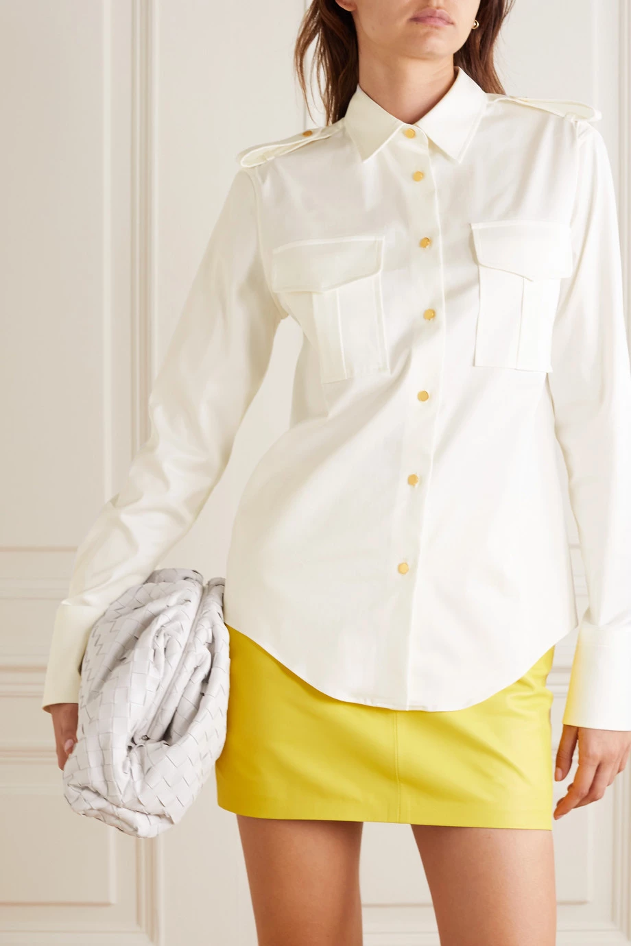 Cheapest 🎁 TOM FORD Cotton-blend Satin 👕 Shirt In Off-white 🤩 – Image 3