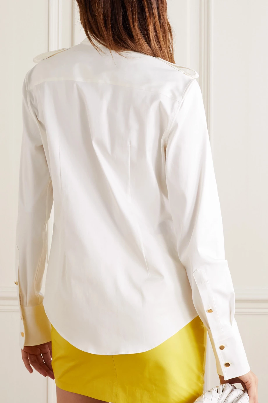 Cheapest 🎁 TOM FORD Cotton-blend Satin 👕 Shirt In Off-white 🤩 – Image 4