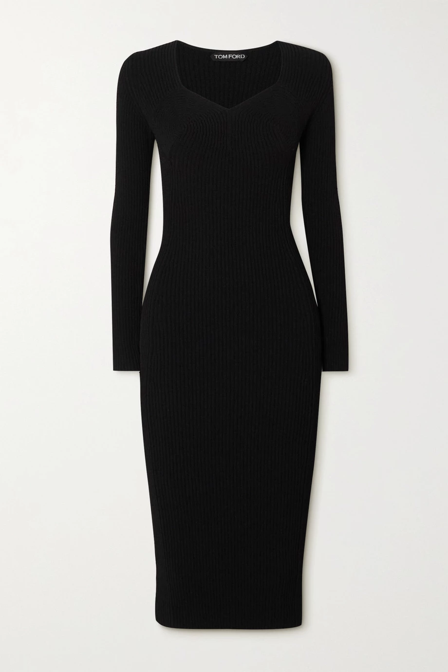 Budget 😍 TOM FORD Ribbed-knit Midi 👗 Dress In Black 👏