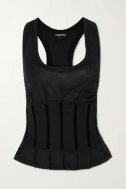 Coupon 😍 TOM FORD Velvet-trimmed Silk-jersey Tank In Black 👏