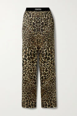 Coupon 💯 TOM FORD Velvet-trimmed Leopard-print Stretch-silk Satin Pants In Leopard Print ❤️