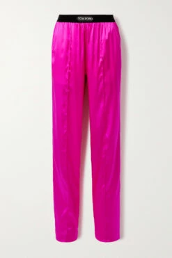 Brand new 👏 TOM FORD Velvet-trimmed Stretch-silk Satin Pants In Pink 😀