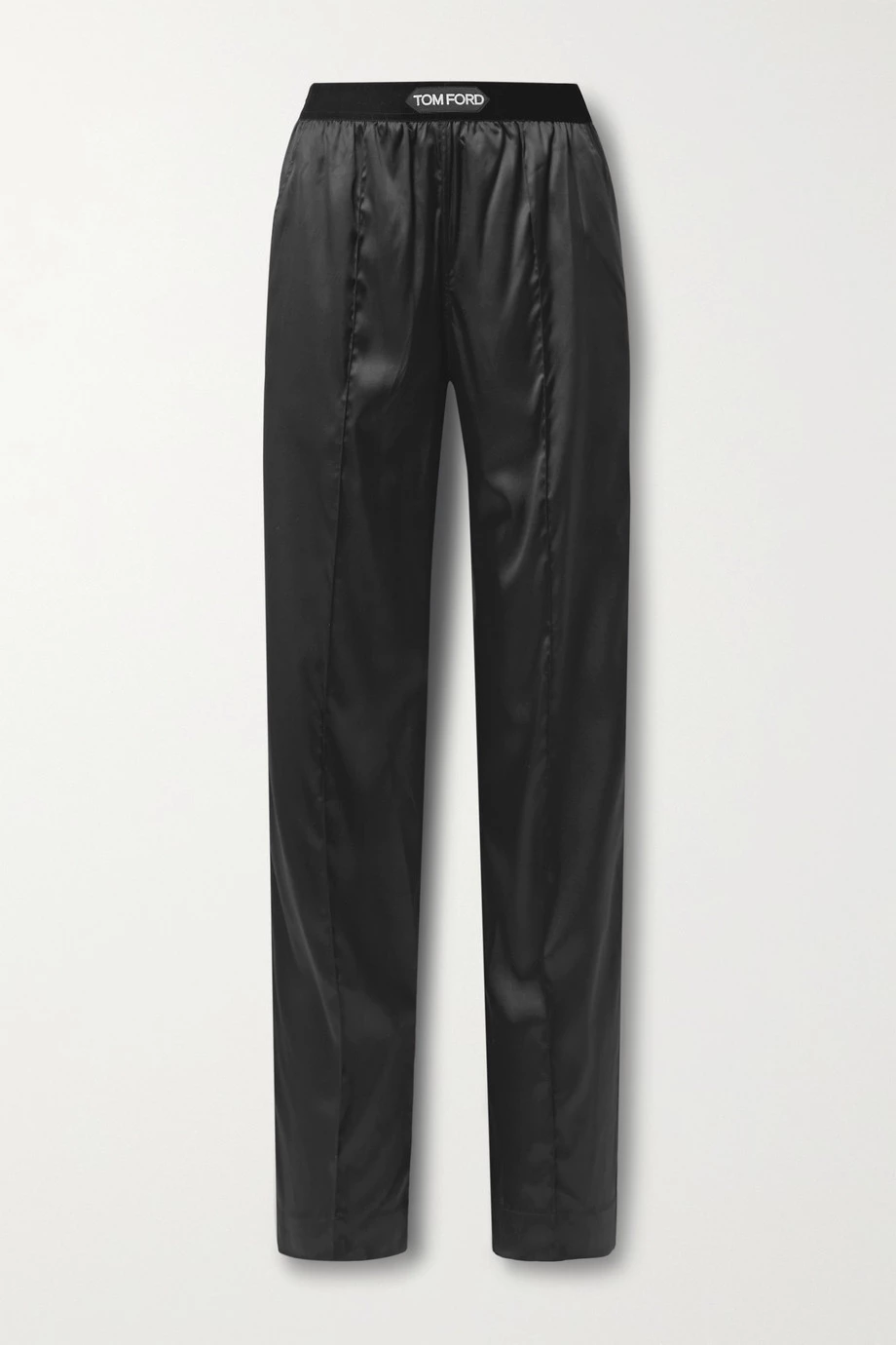 Cheapest ❤️ TOM FORD Velvet-trimmed Stretch-silk Satin Pants In Black 🔥