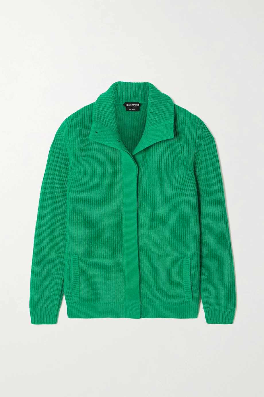 Cheap ⌛ TOM FORD Ribbed Wool And Cashmere-blend Cardigan In Green ⌛