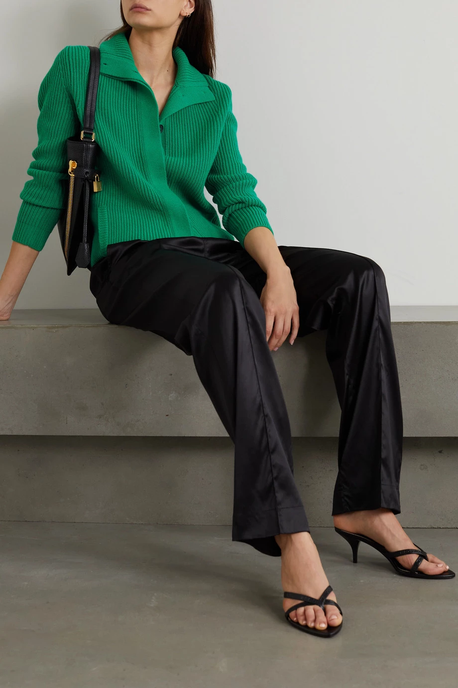 Cheap ⌛ TOM FORD Ribbed Wool And Cashmere-blend Cardigan In Green ⌛ – Image 6