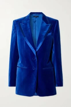 Flash Sale 😉 TOM FORD Silk-trimmed Cotton-velvet Blazer In Cobalt Blue 😍