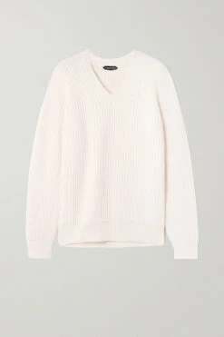 Best deal 👏 TOM FORD Ribbed Cashmere Sweater In White 🎁