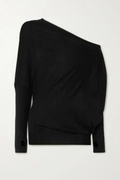 Coupon ✨ TOM FORD One-shoulder Cashmere And Silk-blend Sweater In Black 🌟