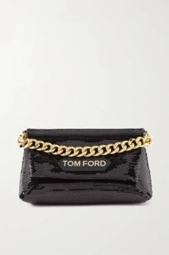 Deals 🎉 TOM FORD Mini Sequined Leather Clutch In Black 👏