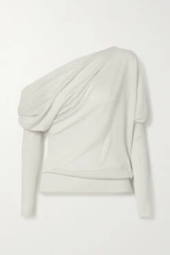 Best Pirce 💯 TOM FORD One-shoulder Cashmere And Silk-blend Sweater In Ivory ⌛