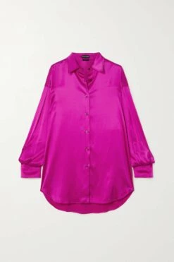 Wholesale ⭐ TOM FORD Oversized Silk And Lyocell-blend Satin 👕 Shirt In Bright Pink 🛒