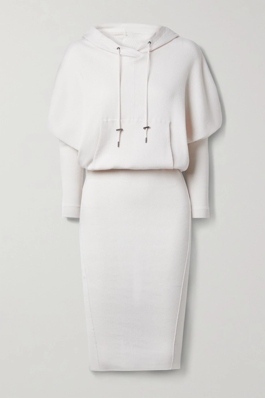 Outlet 🧨 TOM FORD Hooded Ribbed Cashmere-blend 👗 Dress In Ivory 🤩