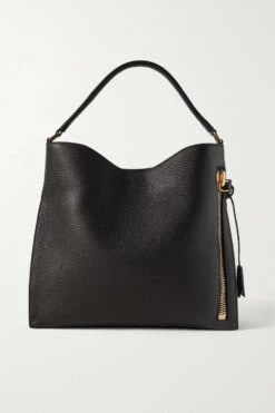 Outlet 🥰 TOM FORD Alix Textured-leather Shoulder Bag In Black 🎁
